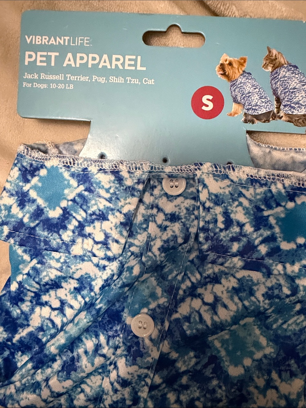 Vibrant Blue Tie-Dye collared Pet Shirt - Small